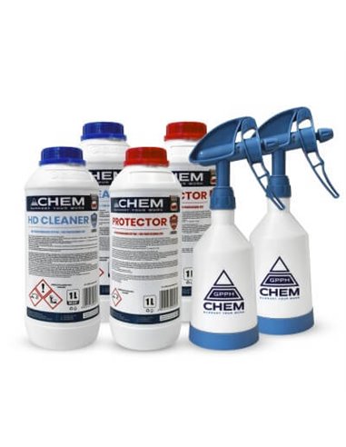 Zestaw preparatów chemicznych 2x HD Cleaner 2x Protector 2x Spryskiwacz GPPH CHEM