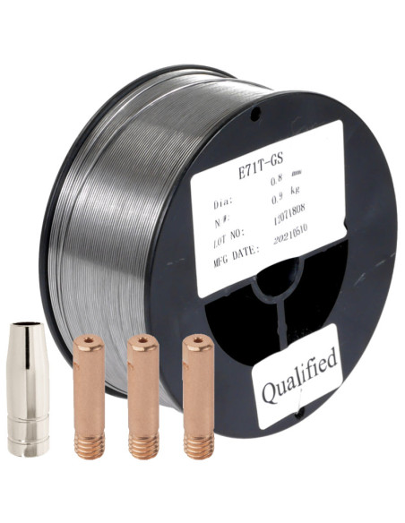 Zestaw : drut samoosłonowy, dysza,końcówki prądowe