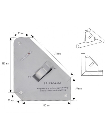 Magnetyczny uchwyt spawalniczy z wyłącznikiem udźwig: 25kg