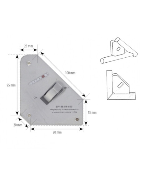Magnetyczny uchwyt spawalniczy z wyłącznikiem udźwig: 13,5kg