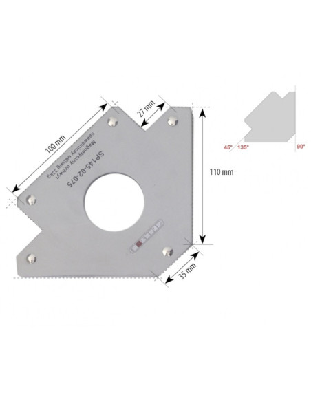 Magnetyczny uchwyt spawalniczy strzałka udźwig: 33kg