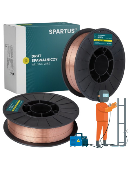 DRUT SPAWALNICZY 0 8 SG2 SPARTUS DO STALI CZARNEJ SG2  SZPULA D200 ŚR 200MM