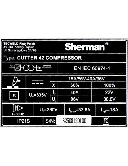 Przecinarka plazmowa CUTTER 42 COMPRESSOR